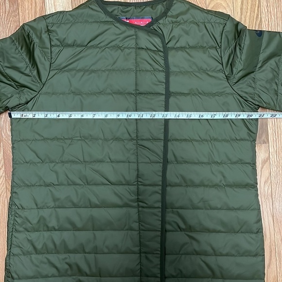 Nike Primaloft Quilted Collarless Long Jacket Olive Green Womens Size Medium - Picture 5 of 5